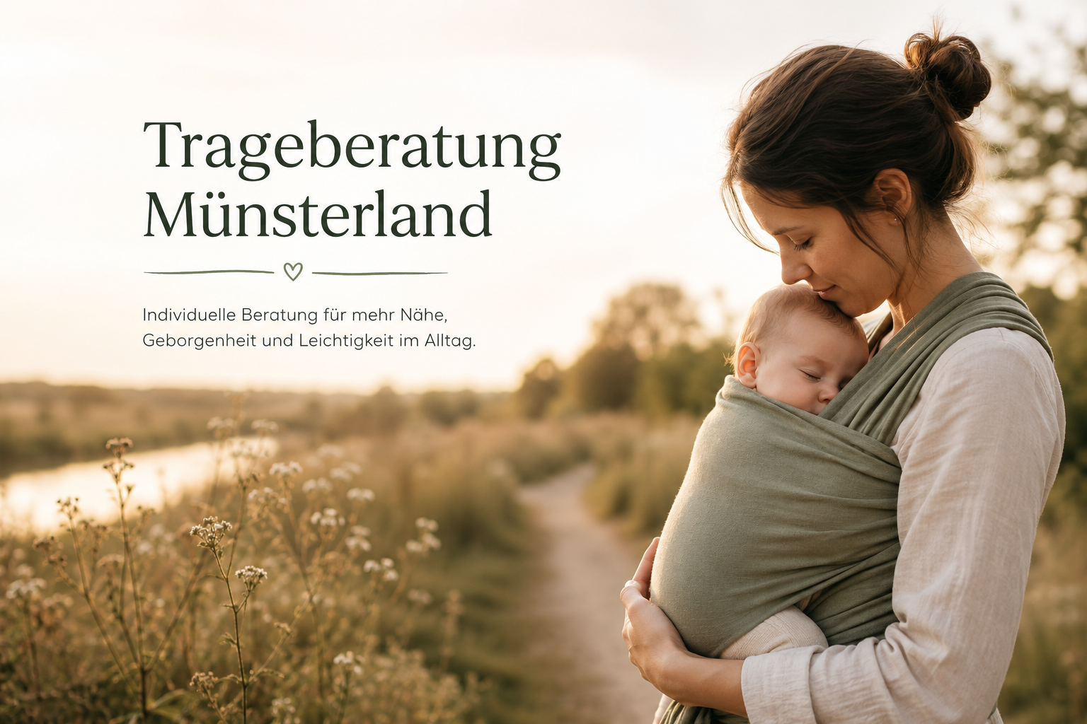 Mutter trägt ihr Baby liebevoll in einem Tragetuch